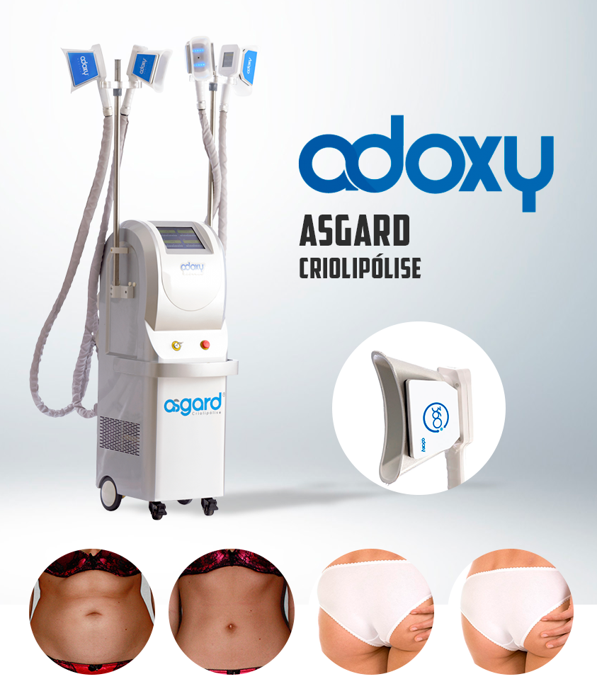 Alugar locar aluguel locação aparelho criolipólise Adoxy Asgard com 4 manípulos, criolipólise 360°